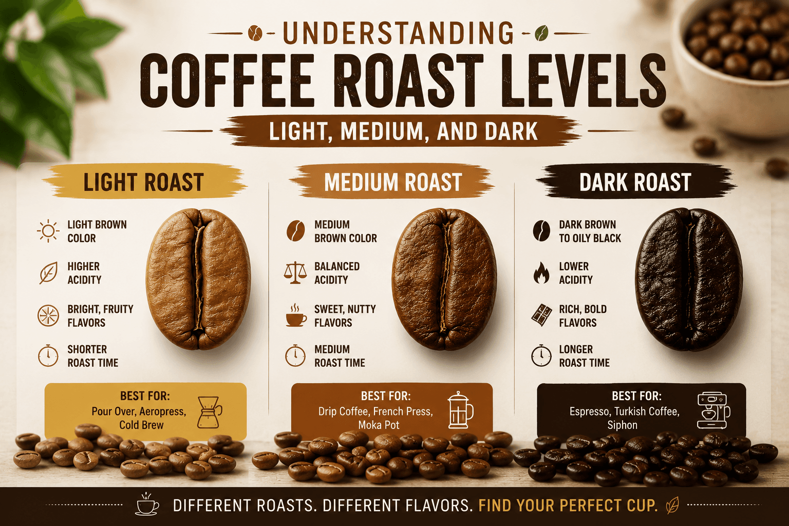 Understanding Coffee Roast Levels — Light, Medium, and Dark